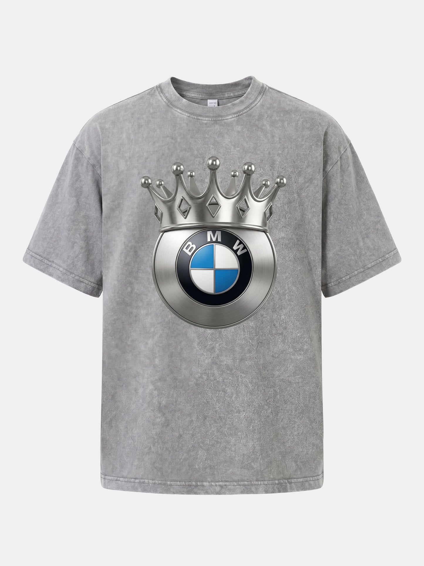 Crowned BMW Logo Metal Art Washed T-shirt