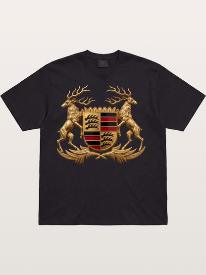 Porsche Crest Deer Artwork Cotton T-shirt