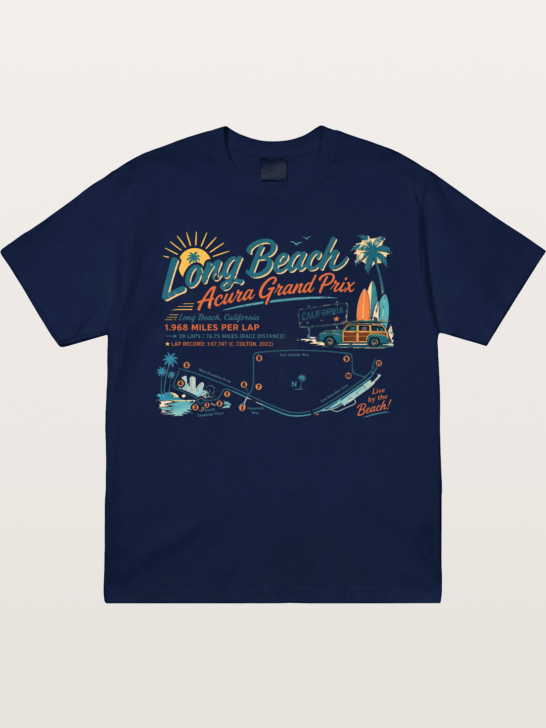 California Long Beach Race Poster Gildan T-shirt