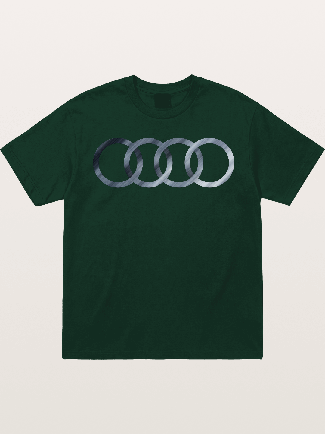 Audi Four Rings Brushed Metal Logo Gildan T-shirt