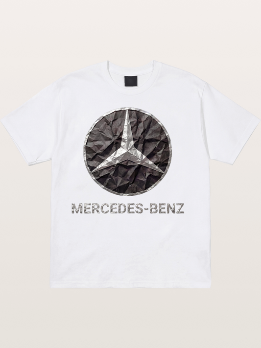 Mercedes Crumpled Paper Logo Cotton T-shirt