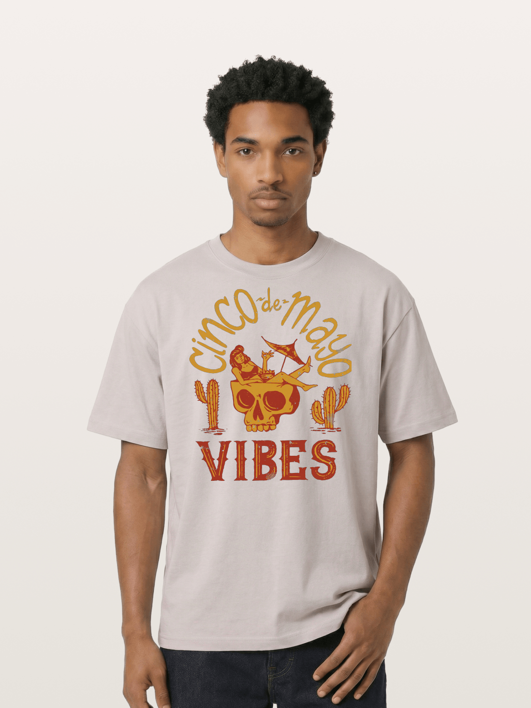 Cinco de Mayo Retro Skull Vibes Cotton T-shirt