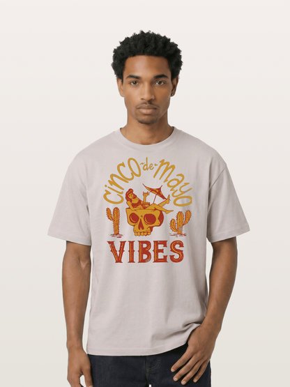 Cinco de Mayo Retro Skull Vibes Cotton T-shirt
