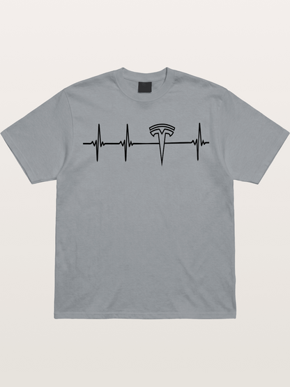 Tesla Logo Heartbeat Sticker Gildan T-shirt