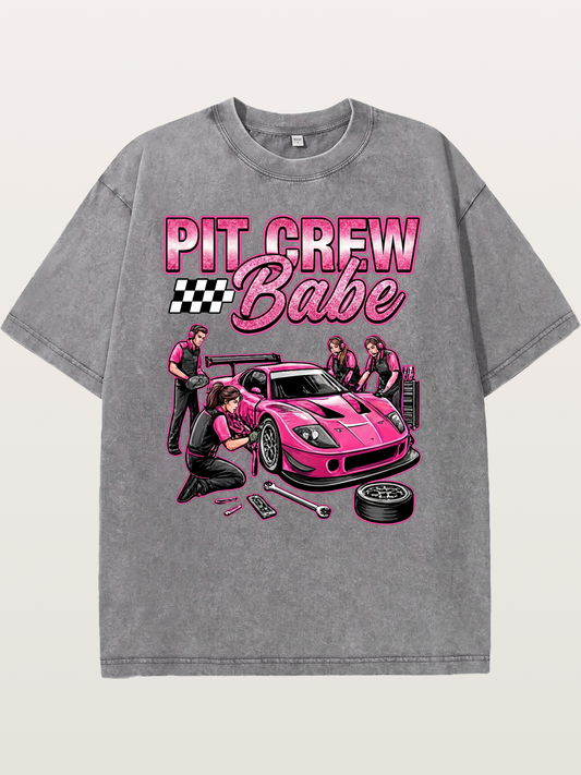 Pit Crew Babe Washed T-shirt