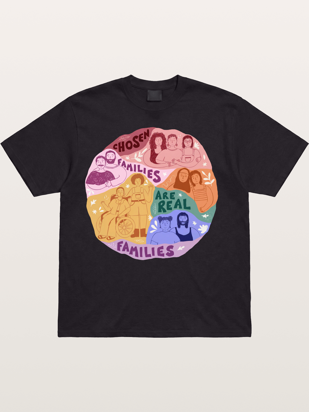 Chosen Families Pride Circle Illustration Cotton T-shirt
