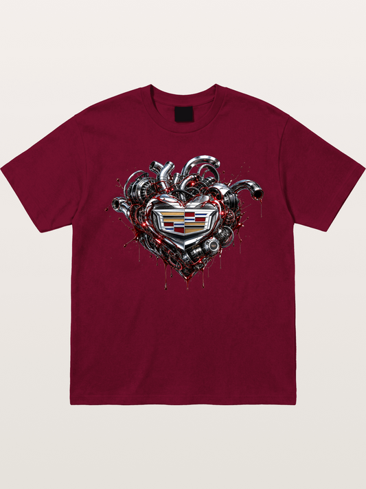Cadillac Engine Heart Design Gildan T-shirt