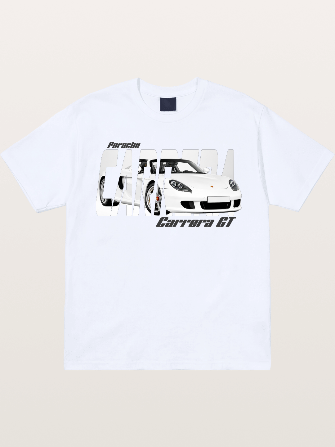 Porsche Carrera GT White Sticker Gildan T-shirt
