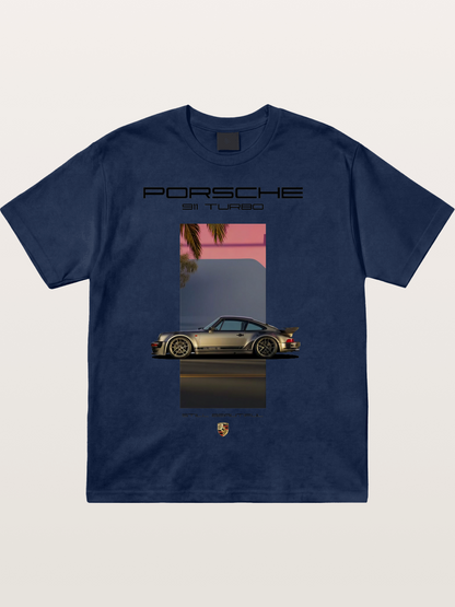 911 Turbo Retro Palm Print Cotton T-shirt