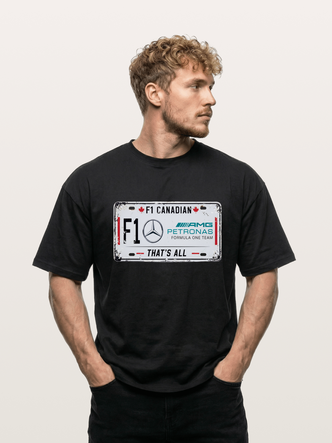 Mercedes F1 License Plate Print Gildan T-shirt