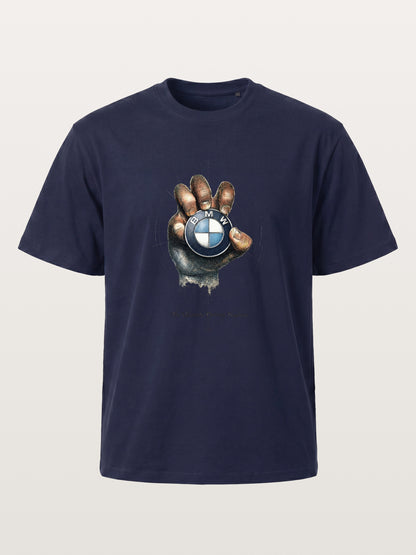 Hand Holding BMW Logo Sketch Gildan T-shirt