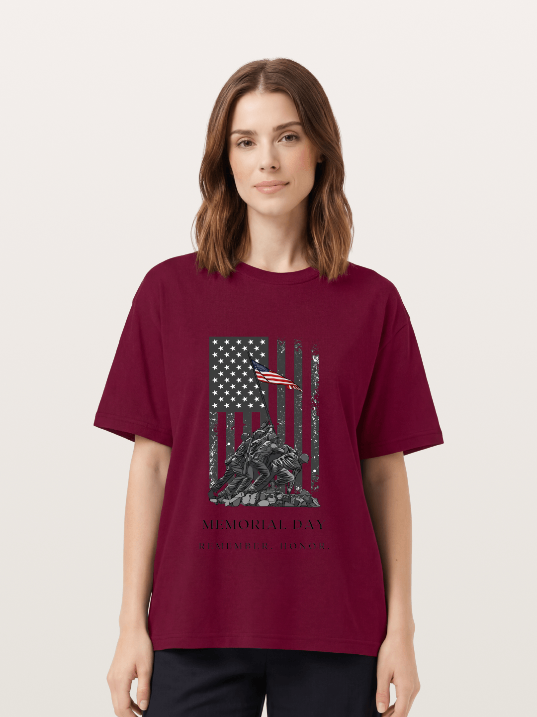 Memorial Day Flag Raising Print Gildan T-shirt