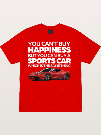 Sports Car Happiness Quote Red Ferrari Cotton T-shirt