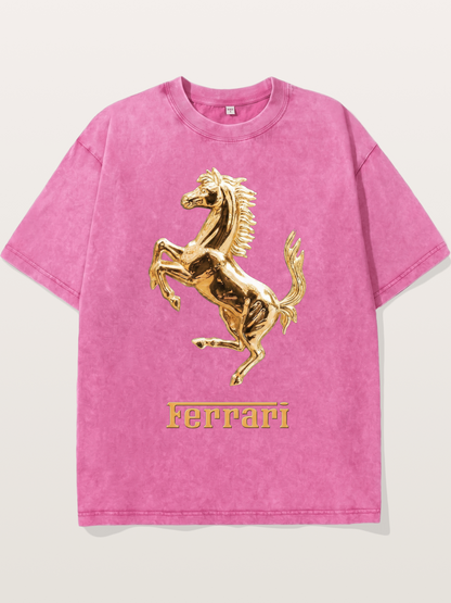Ferrari Golden Prancing Horse Washed T-shirt