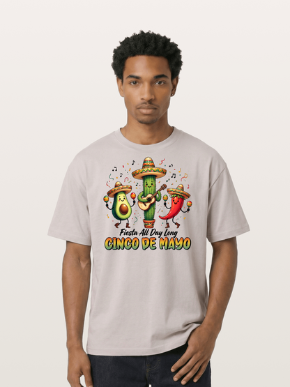 Mexican Fiesta Cartoon Characters Cotton T-shirt