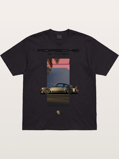 911 Turbo Retro Palm Print Cotton T-shirt