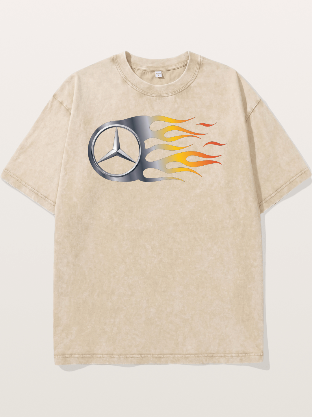 Mercedes Star With Flame Design Washed T-shirt