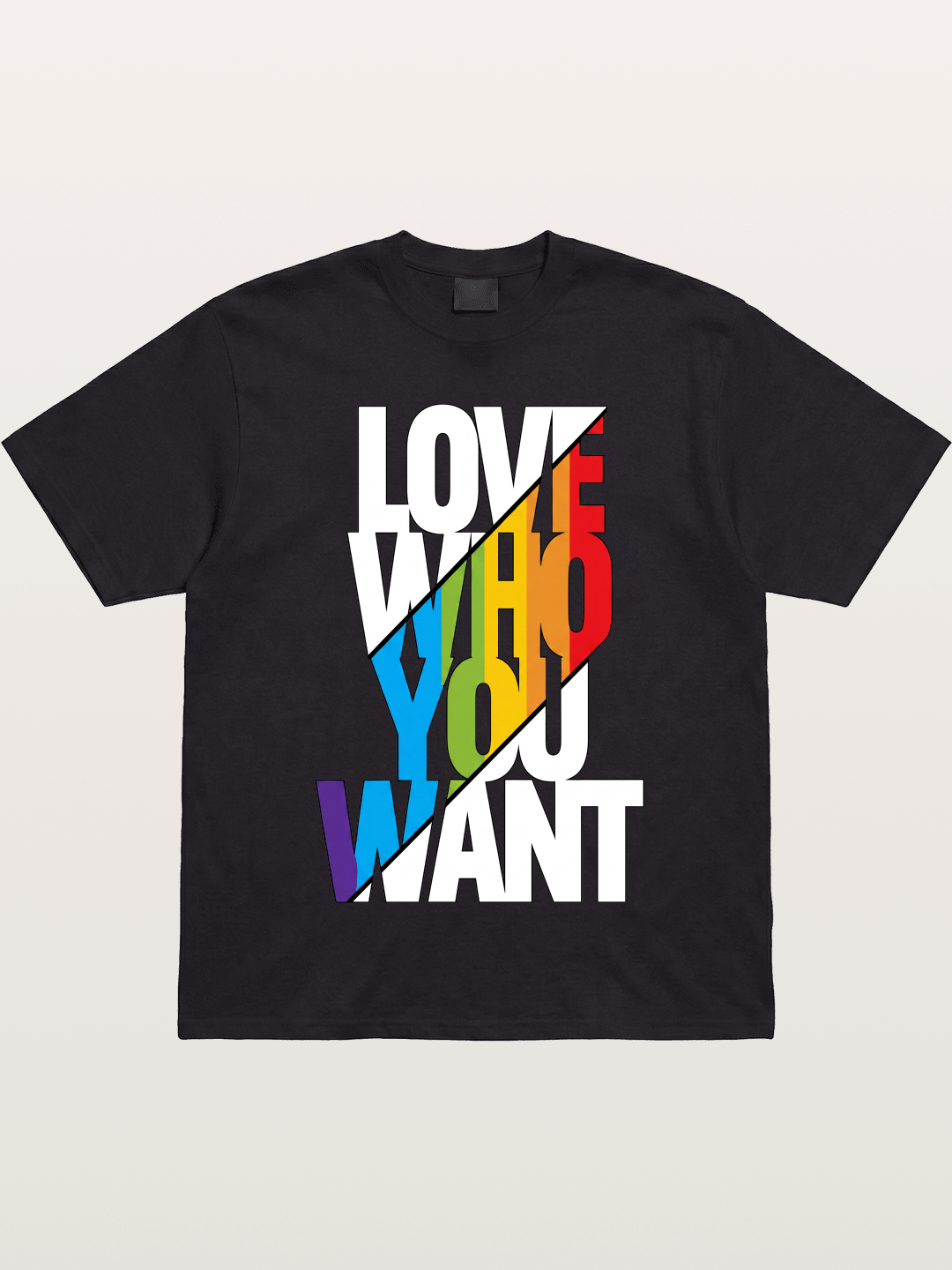 Love Who You Want Diagonal Print Gildan T-shirt
