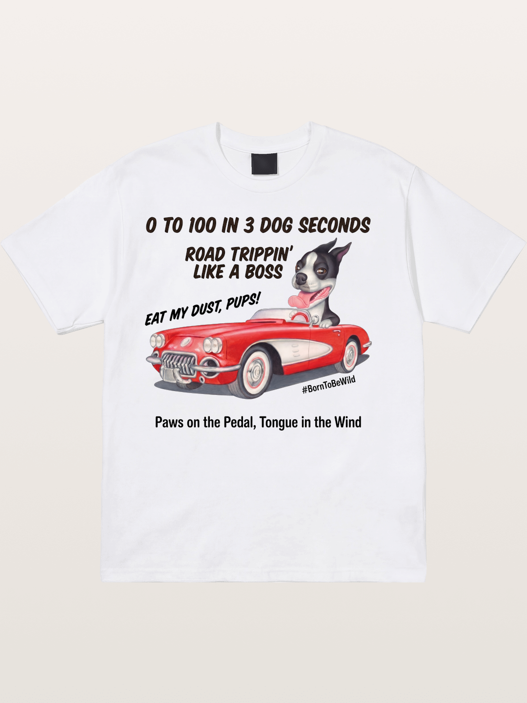 Dog Driving Corvette Road Trip Cotton T-shirt