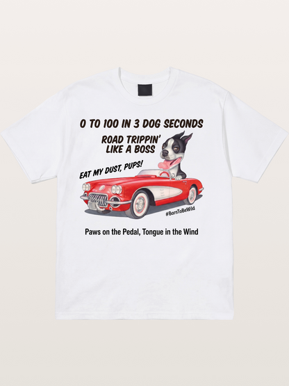 Dog Driving Corvette Road Trip Cotton T-shirt