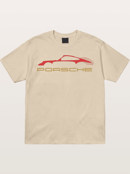 Porsche Red Sports Car Silhouette Gildan T-shirt