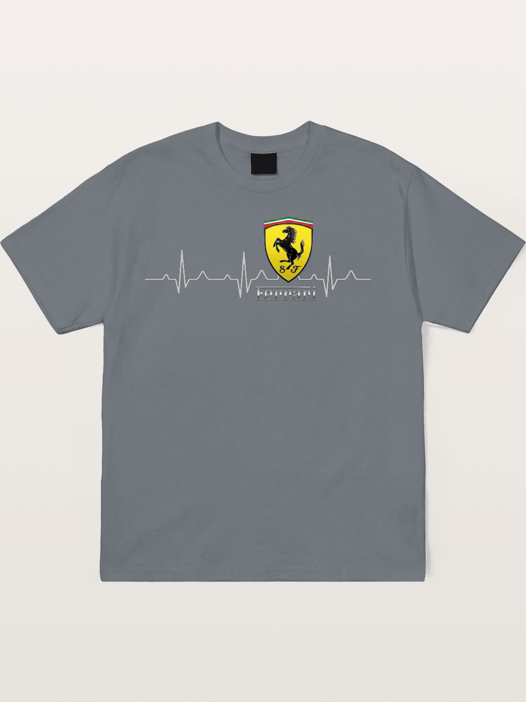 Ferrari Heartbeat ECG Line Design Cotton T-shirt