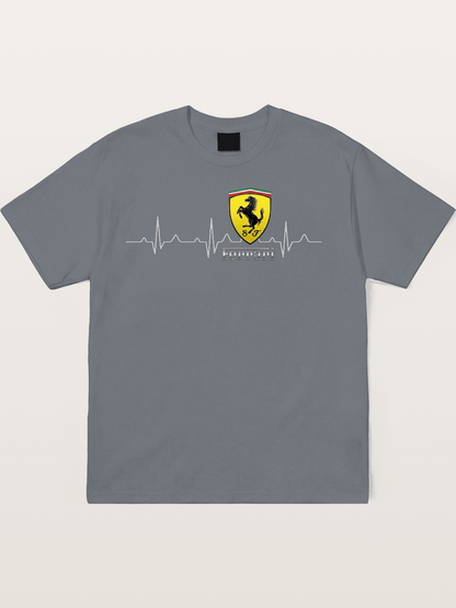 Ferrari Heartbeat ECG Line Design Cotton T-shirt