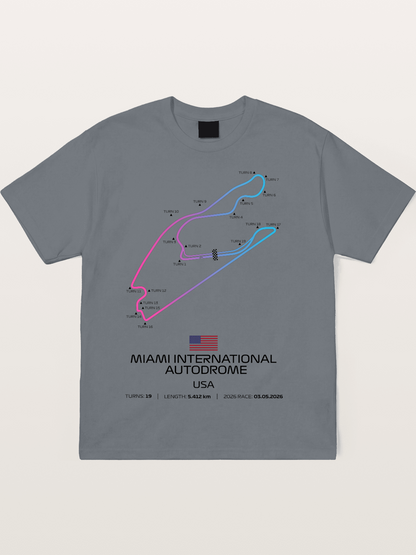 Miami Autodrome F1 Track Map Cotton T-shirt