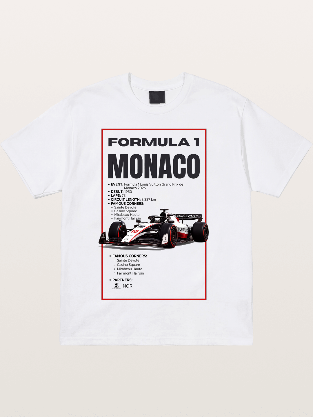 F1 Monaco Grand Prix Fact Sheet Cotton T-shirt