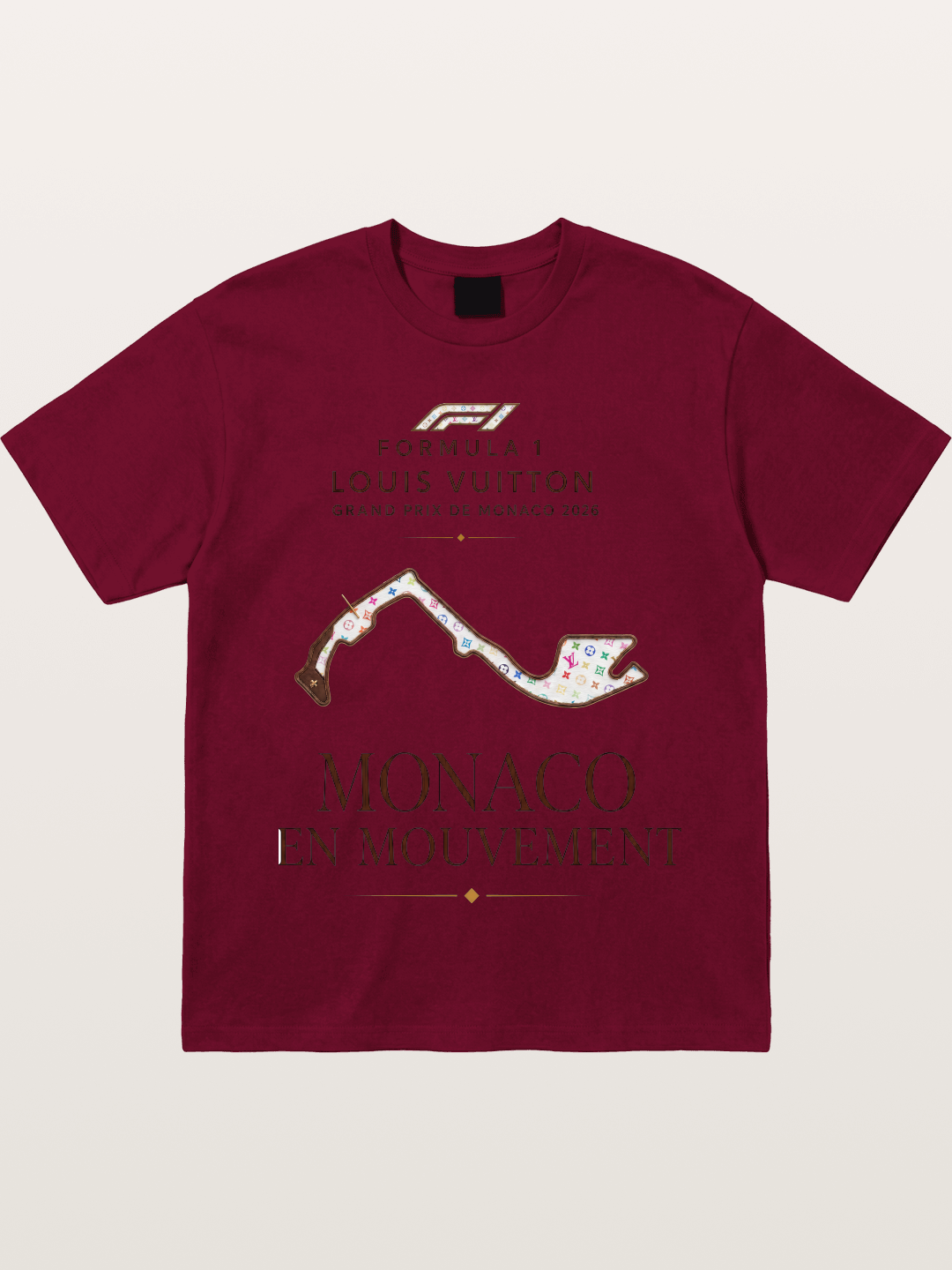 LV x F1 Monaco Track Art Gildan T-shirt