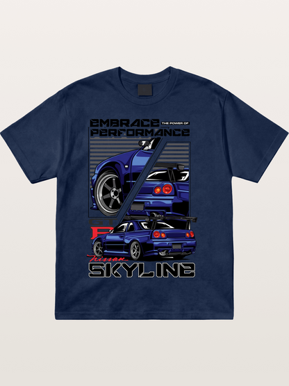 Nissan Skyline GT-R R34 Split View Cotton T-shirt