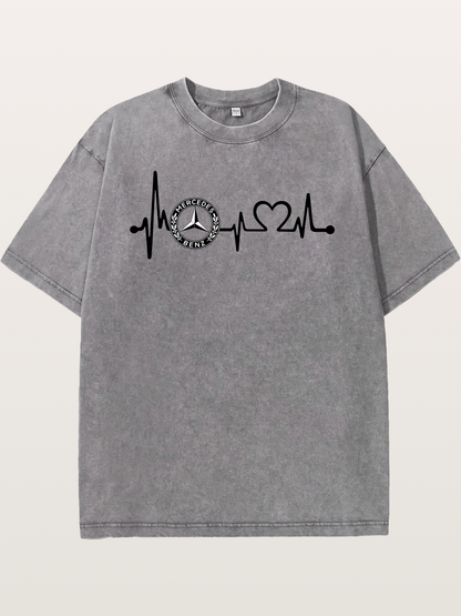 Mercedes Heartbeat Logo Art Washed T-shirt