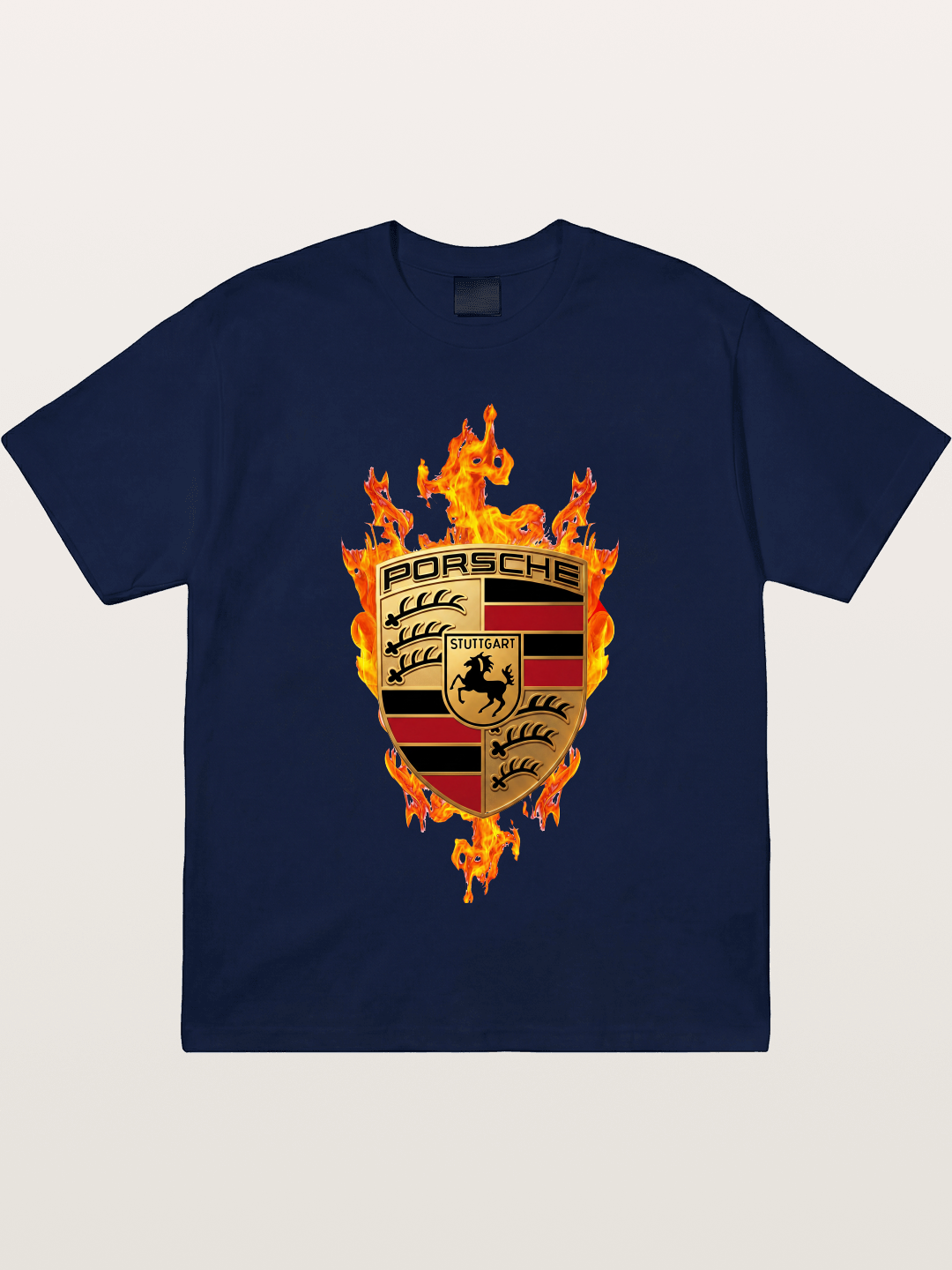 Porsche Flaming Logo Print Gildan T-shirt