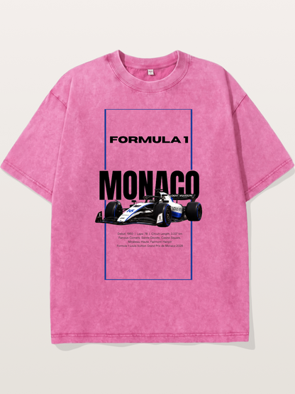 Monaco F1 LV Blue Border Print Washed T-shirt