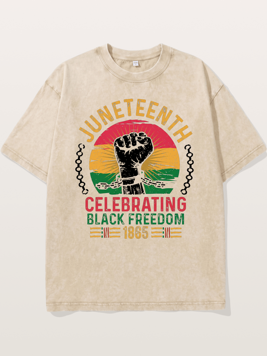 Juneteenth Black Freedom Fist Washed T-shirt
