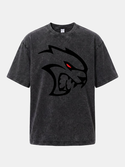 Hellcat Devil Face Silhouette Washed T-shirt