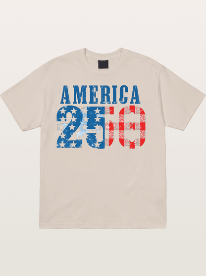 America 250 Grunge Typography Cotton T-shirt
