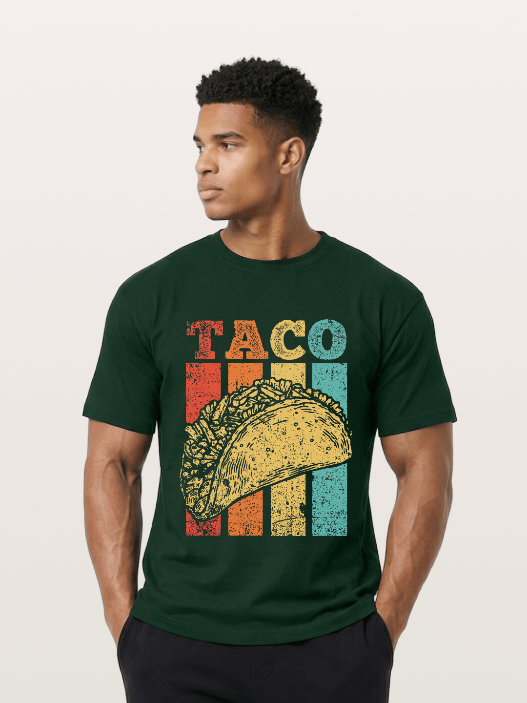 Vintage Taco Retro Stripes Food Gildan T-shirt