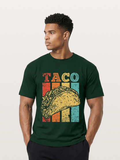 Vintage Taco Retro Stripes Food Gildan T-shirt