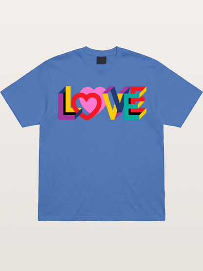 3D Love Typography With Heart Gildan T-shirt