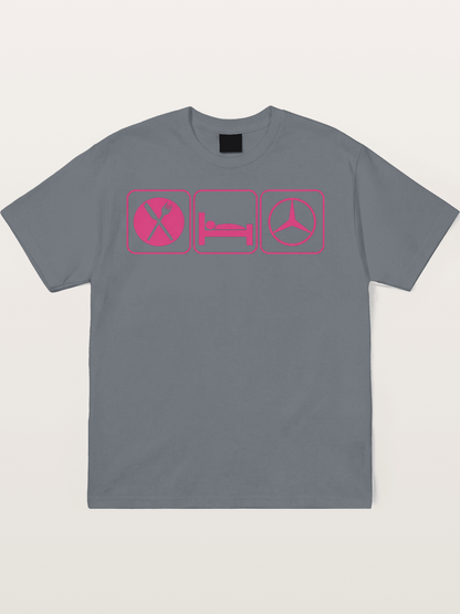 Eat Sleep Mercedes Pink Print Cotton T-shirt
