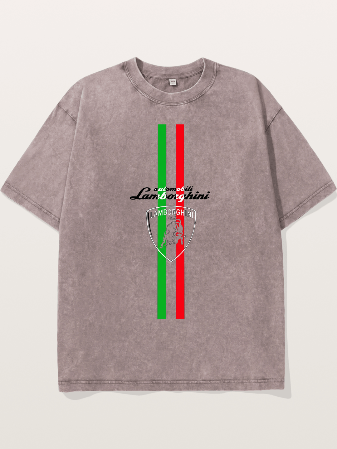 Italian Flag Lamborghini Print Washed T-shirt