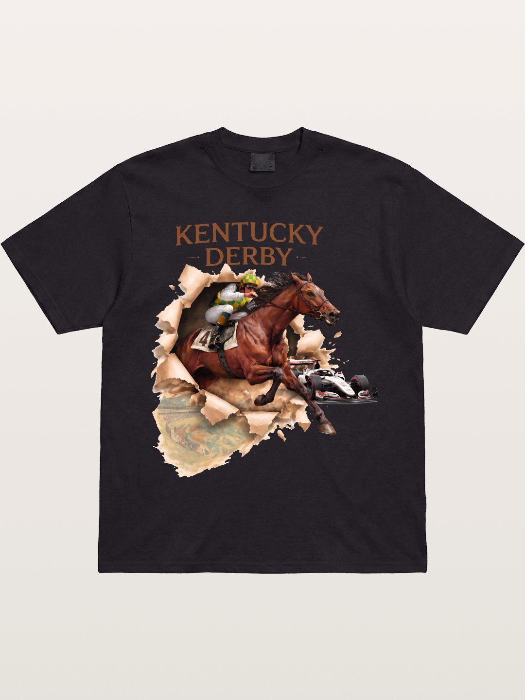 Derby Horse & Race Car Collage Design Gildan T-shirt