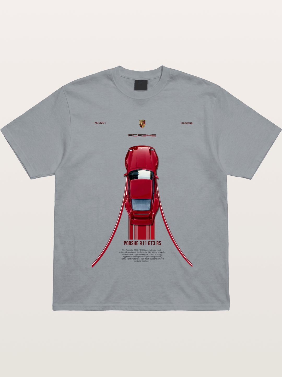 Porsche 911 GT3 RS Top View Gildan T-shirt