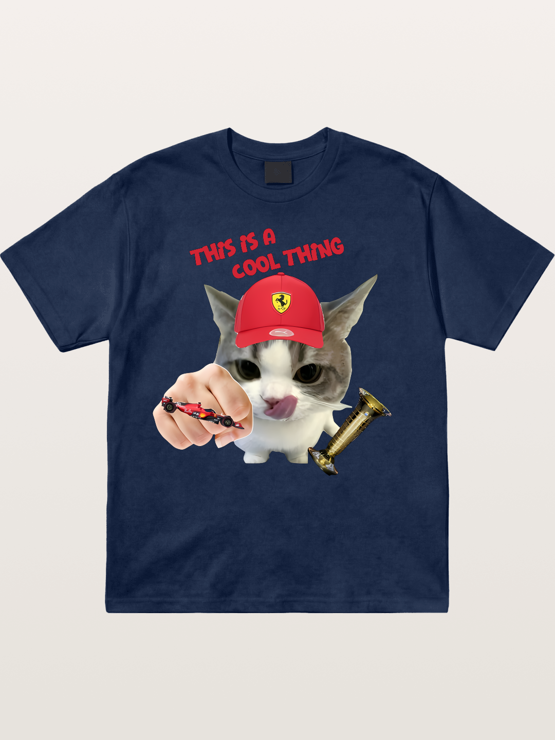 Ferrari Cat F1 Meme Cotton T-shirt