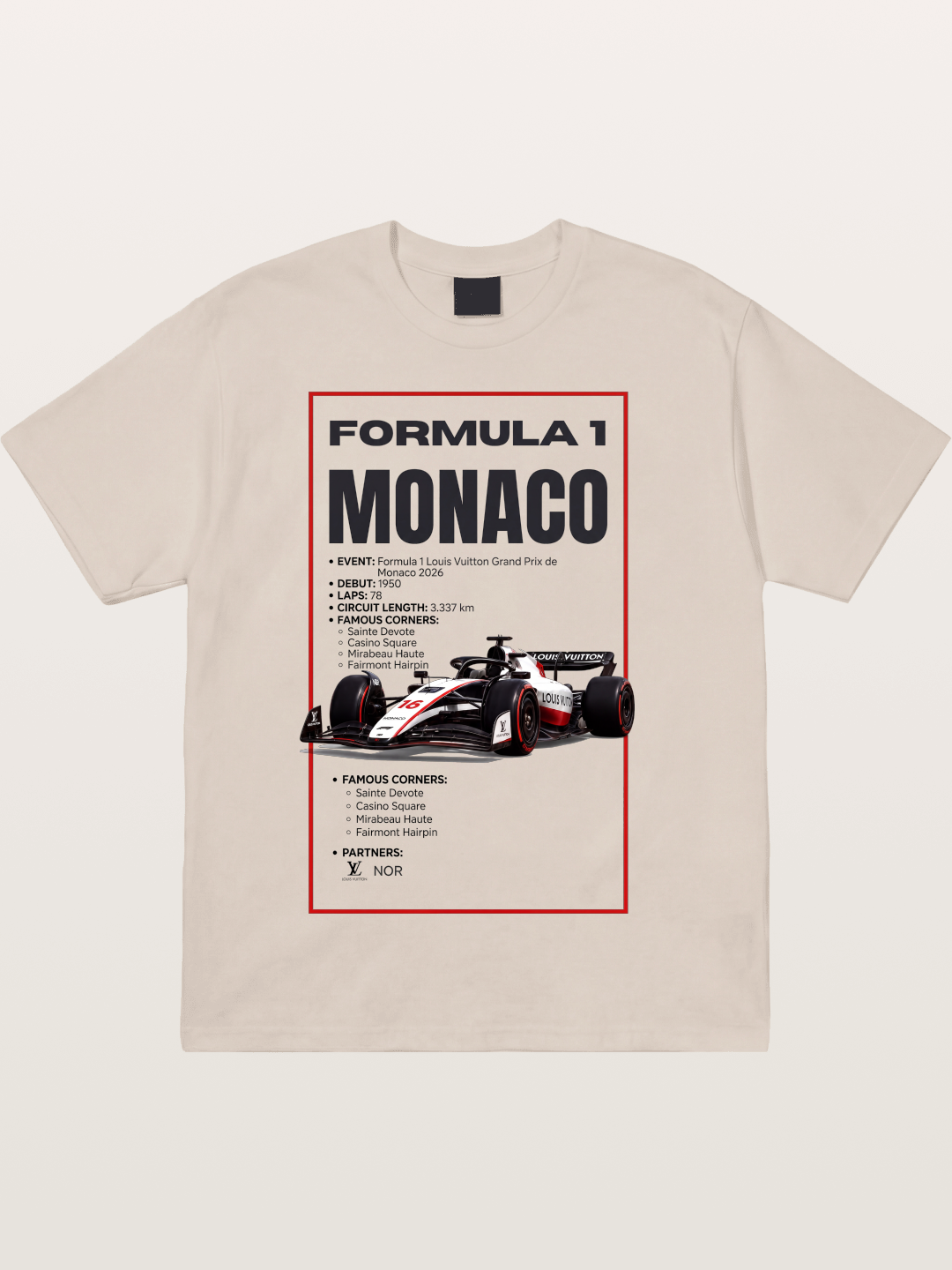 F1 Monaco Grand Prix Fact Sheet Cotton T-shirt