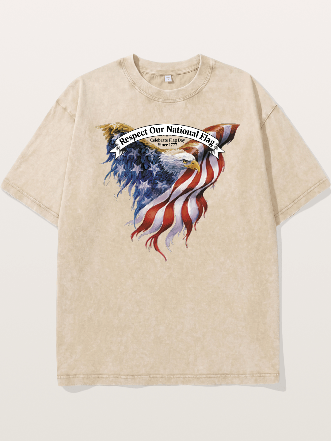 Flag Wing Eagle Banner Art Washed T-shirt