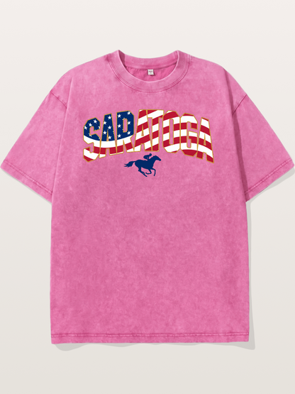 Saratoga Horse Racing American Colors Washed T-shirt