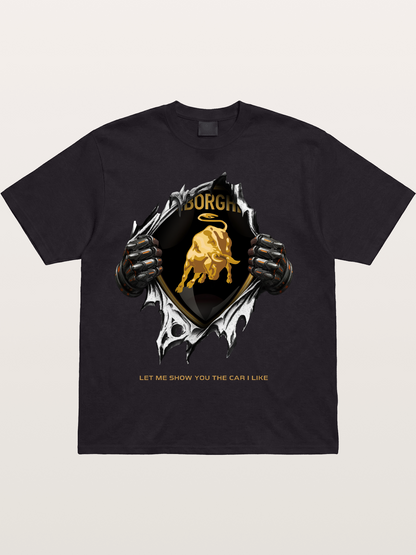 Lamborghini Bull Crest Tear Through Cotton T-shirt