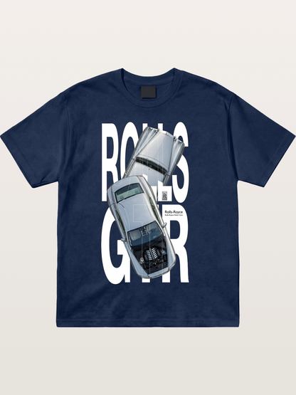 Silver Rolls Royce Overlay Print Cotton T-shirt